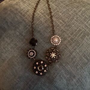 Lia Sophia Black and Clear Crystal Cluster Necklace